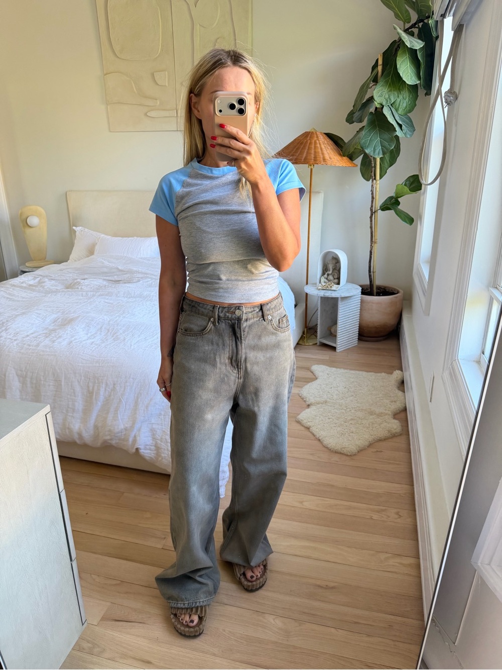 H&M Taupe Wide Leg Jeans Size 2